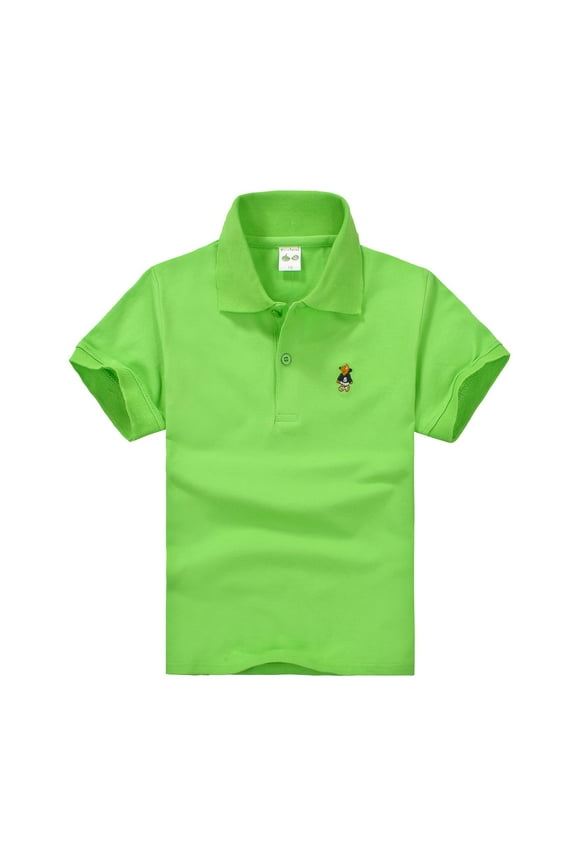 Toddler Kids Girls Polo Shirts Boys Classic Loose Tunic Tops Soft Blouse Short Sleeve Solid Color T-Shirt Tee Tops Clothes Versatile Baby Wear 3-4Y