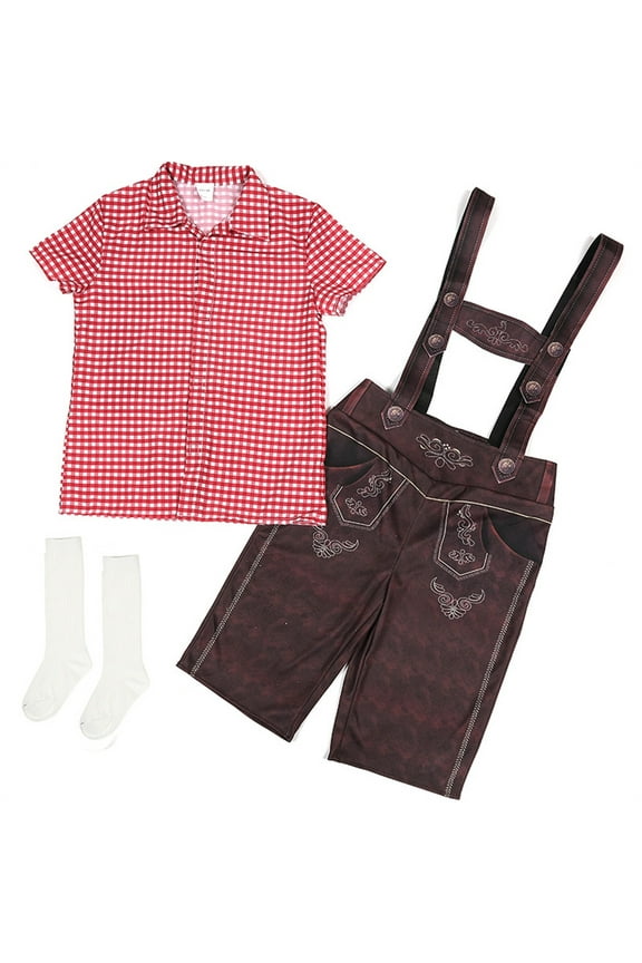 MEZZALL Toddler Kids Oktoberfest Set Boys Lederhosen Shorts Shirt Socks German Party Suit 3PCS