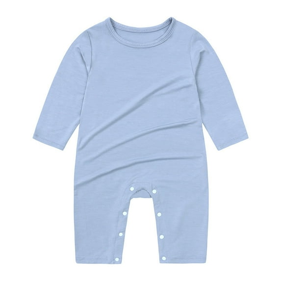 MEZZALL Toddler Newborn Infant Baby Pajamas Long Sleeve Rompers Jumpsuit Solid Color For Boy Girls Breathable Baby Wear
