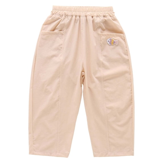 MEZZALL Toddler Pants Girls Summer Lightweight Beach Pants For Girls Breathable Sun Pants For Outdoor Play Cozy Solid Color Trousers
