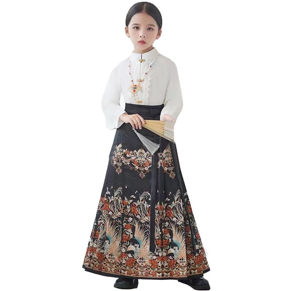 MEZZALL Toddler Retro Girls Skirt Vintage Classical Style Long Sleeve Ancient Birthday Skirts Breathable Baby Wear