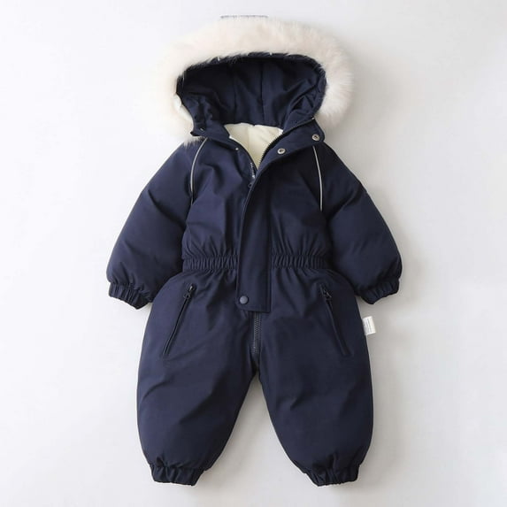 MEZZALL Toddler Solid Color Heavyweight Snowsuit Boys Winter Ski Jumpsuit Outdoor Insulated Windproof Romper With Durable Fabric For Cold Weather Versatile Long Sleeve O-Neck Spring Child One-Pieces