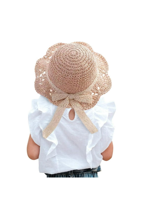 Toddler Sun Hat UniBaby Spring/Summer Straw Hat With Wide Brim For Girl Boy Beach And Outdoor Play UPF 50+ Comfort Dailywear, Red, S