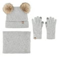 thumbnail image 1 of MEZZALL Toddler Winter Hat Scarf Mittens Set Boys Girls Lined Knitted Hat Pompom Cap With Neck Warmer And Gloves Trendy Dailywear, Grey, 2-10, 1 of 2