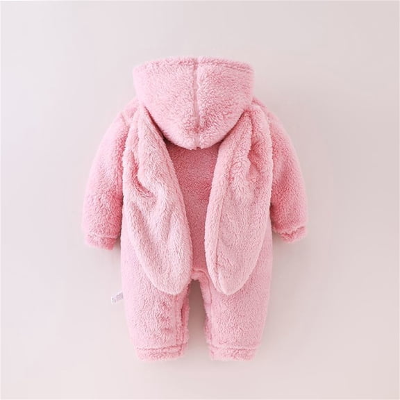 MEZZALL Toddler Winter Warm Teddy Baby Bodysuit With Hood Long Ears Bunny Jumpsuit Onesie Girls Boys Romper Boho Long Sleeve O-Neck Spring Child One-Pieces
