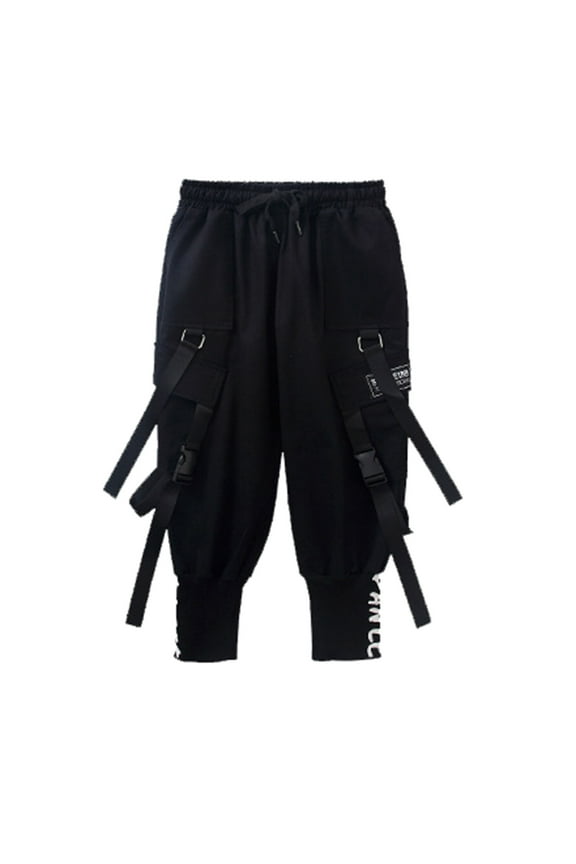Tollder Boys Girl Fashion Waist Flare Pants Casual Long Pants Jeans Cargo Pants Trousers Comfort Toddler Dailywear, Black, 5-6 Years