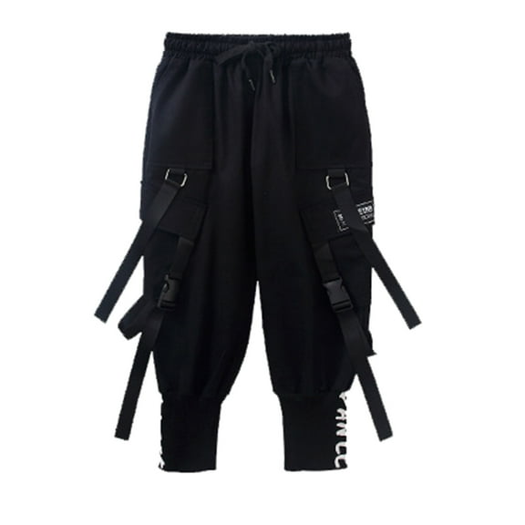 MEZZALL Tollder Boys Girl Fashion Waist Flare Pants Casual Long Pants Jeans Cargo Pants Trousers Soft Toddler Dailywear, Black, 7-8 Years