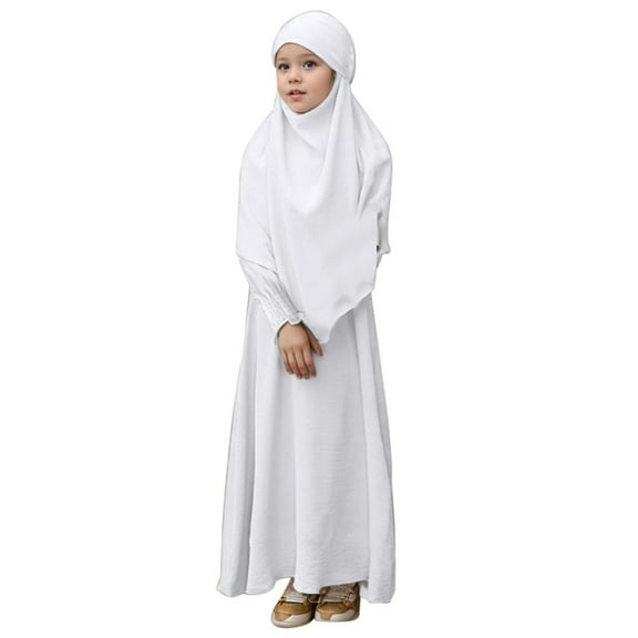 MEZZALL Traditional Girls Round Neck Ruffled Solid Color Dress With Pattern Flounce Classic Toddler Baby Wear 9-10Y