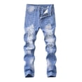 thumbnail image 1 of MEZZALL Trendy Boys Distressed Jeans High Street Fashion Casual Long Pants Kids Comfortable Elastic Waist Stylish Tear Design Durable Denim Trousers Lovely Toddler Cartoon Clothing, 1 of 8