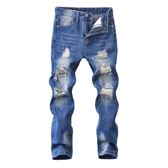 MEZZALL Trendy Boys Distressed Jeans High Street Fashion Casual Long Pants Kids Comfortable Stretch Denim Trousers Autumn Stylish Toddler Cartoon Clothing