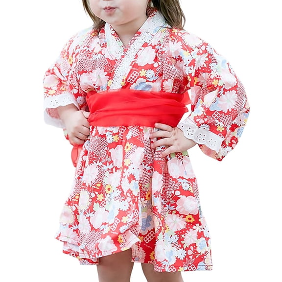 MEZZALL Trendy Girls Outfits Sets Stylish Printed Kimono Robe Long Sleeve Sets For Casual Wear Robe Fashion Toddler Dailywear Cozy / 12-18 Months