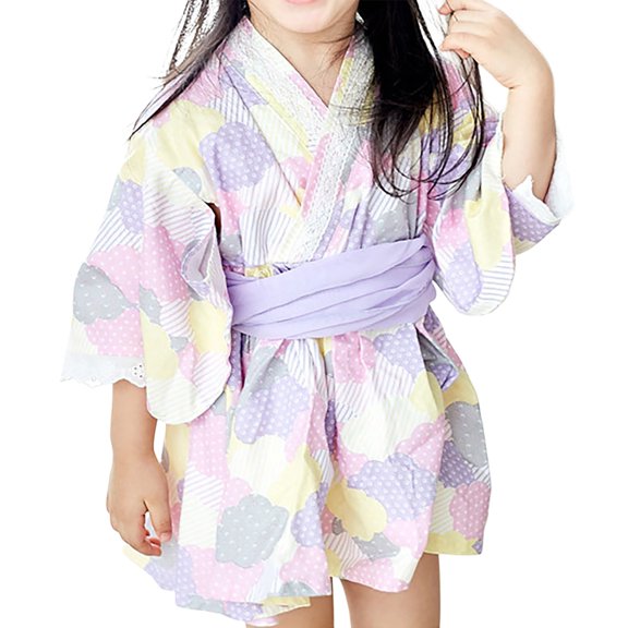 MEZZALL Trendy Girls Outfits Sets Stylish Printed Kimono Robe Long Sleeve Sets For Casual Wear Robe Fashion Toddler Dailywear Versatile / 12-18 Months