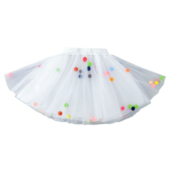 MEZZALL Tutu Skirt Girls Petticoat Tutu Skirt Short Children Tutu Skirt Kids Tutu Pompoms Skirt Girls Tutu Carnival Skirt Leisure, 9-10 Years