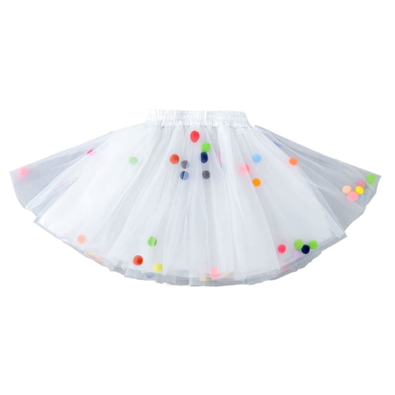 MEZZALL Tutu Skirt Girls Petticoat Tutu Skirt Short Children Tutu Skirt Kids Tutu Pompoms Skirt Girls Tutu Carnival Skirt Trendy, 7-8 Years