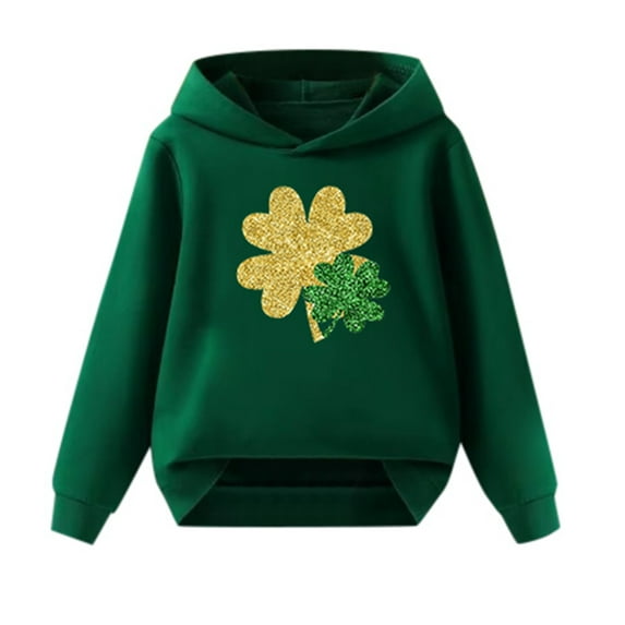 MEZZALL Unisex Kids St Patricks Hoodie with Kangaroo Pocket Shamrock Print Sweatshirt for Boy Girl 3-13 Years