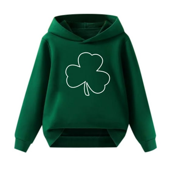 MEZZALL Unisex Kids St Patricks Hoodie with Kangaroo Pocket Shamrock Print Sweatshirt for Boy Girl 3-13 Years