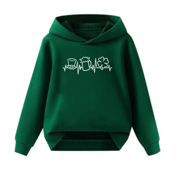 MEZZALL Unisex Kids St Patricks Hoodie with Kangaroo Pocket Shamrock Print Sweatshirt for Boy Girl 3-13 Years