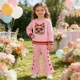 thumbnail image 1 of MEZZALL Valentine's Day Girls Casual Outfits Cute Cartoon Puppy Print Long Sleeve Hoodie With Side Heart Pattern Pants Leisure Clothing Sets, 1 of 8