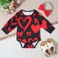thumbnail image 1 of MEZZALL Valentine's Day Long Sleeve Baby Bodysuit Heart Print Girls Romper Soft One-Piece O-Neck Infant Cute Back To School Onesie, 1 of 7