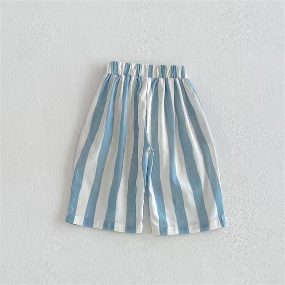 MEZZALL Vertically Striped Casual Pants Kids Easy Pull On Wide Leg Slacks For Boys And Girls Comfortable Breathable Everyday Wear Suitable School, 2-3 Years