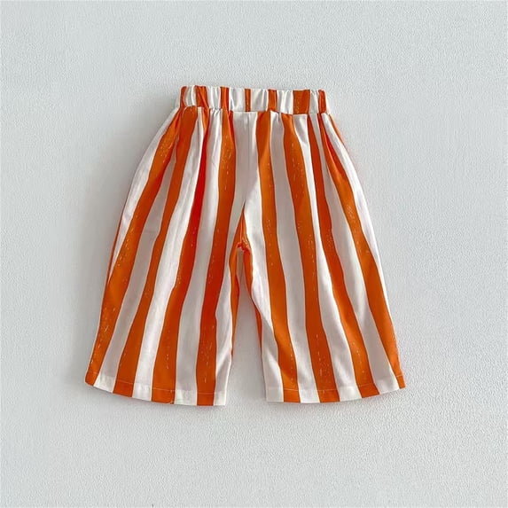 MEZZALL Vertically Striped Casual Pants Kids Easy Pull On Wide Leg Slacks For Boys And Girls Comfortable Breathable Everyday Wear Suitable School, 3-4 Years