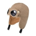 thumbnail image 1 of MEZZALL Warm Caps Girl Boy Hooded Winter Scarf Kids Hat With Sunglasses Cap Scarf Knit Baby Care Relaxed Fit Toddler Dailywear, Coffee, 4-10 Years, 1 of 3