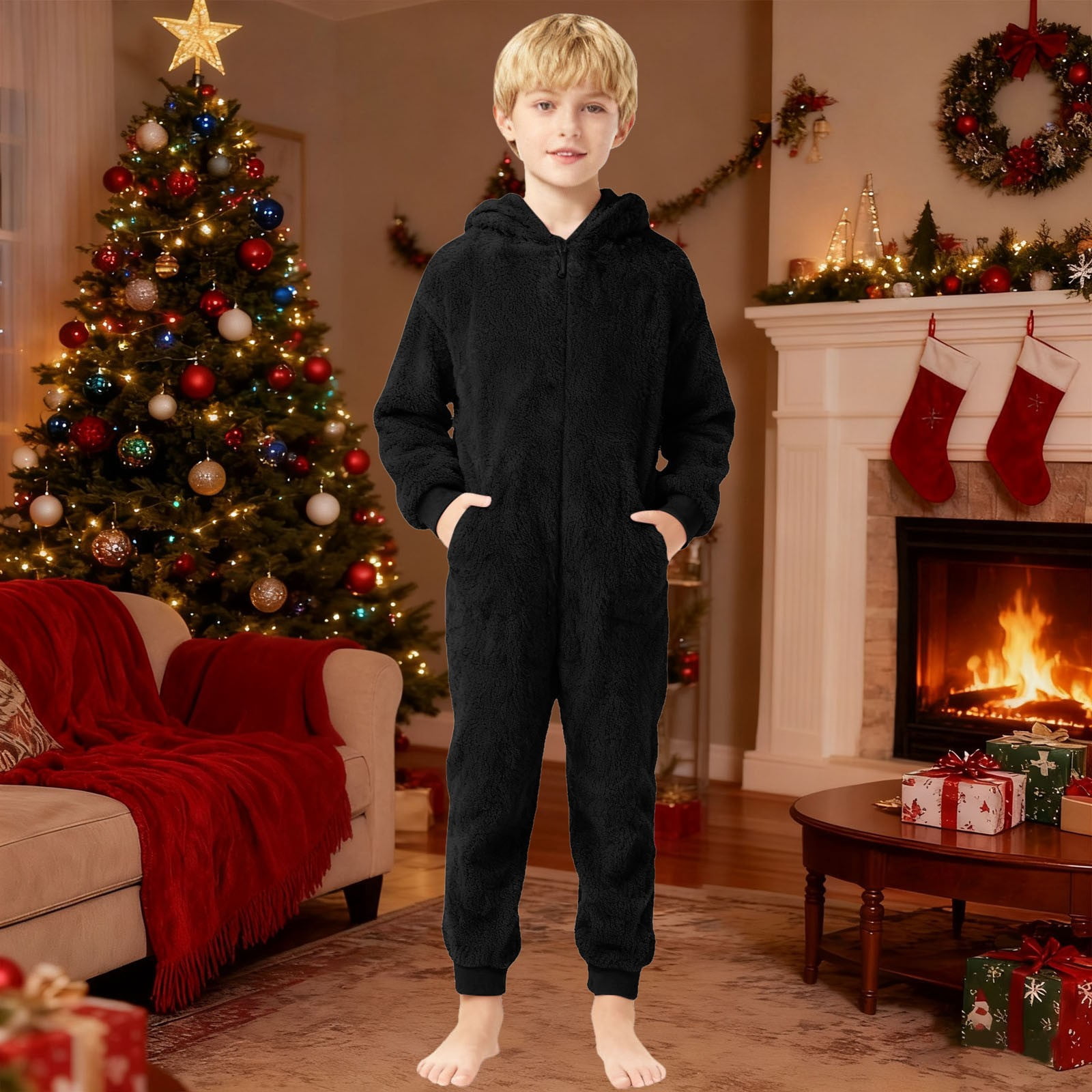 MEZZALL Warm Cozy Fuzzy Romper Jumpsuit Toddler Boys Girls Soft Onesie With Grip Soles For Indoor Outdoor Comfort Easy Dressing Birthday Long Sleeve O-Neck Spring Child One-Pieces