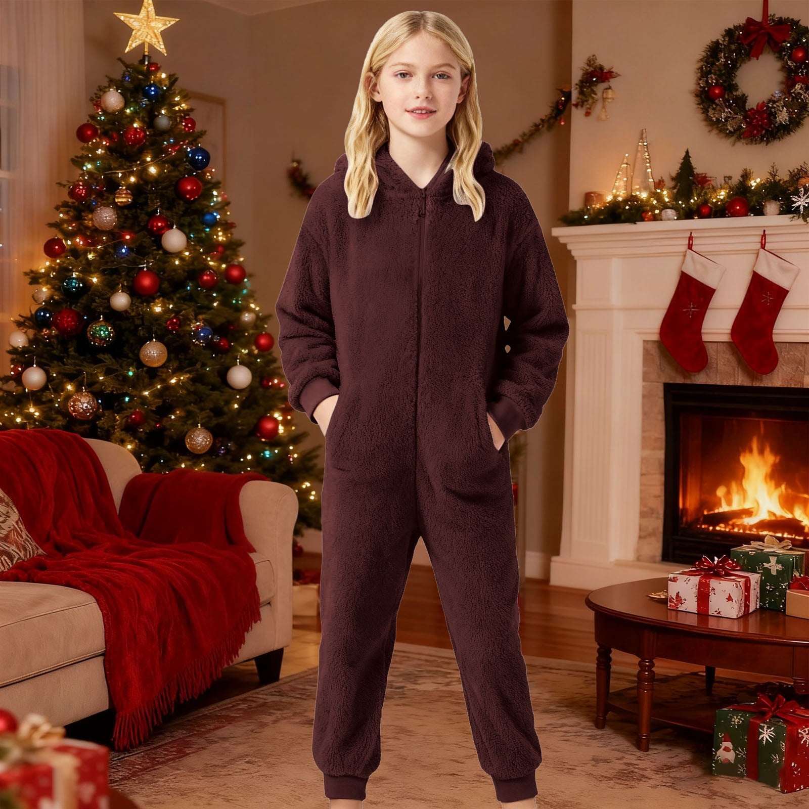 MEZZALL Warm Cozy Fuzzy Romper Jumpsuit Toddler Boys Girls Soft Onesie With Grip Soles For Indoor Outdoor Comfort Easy Dressing Leisure Long Sleeve O-Neck Spring Child One-Pieces