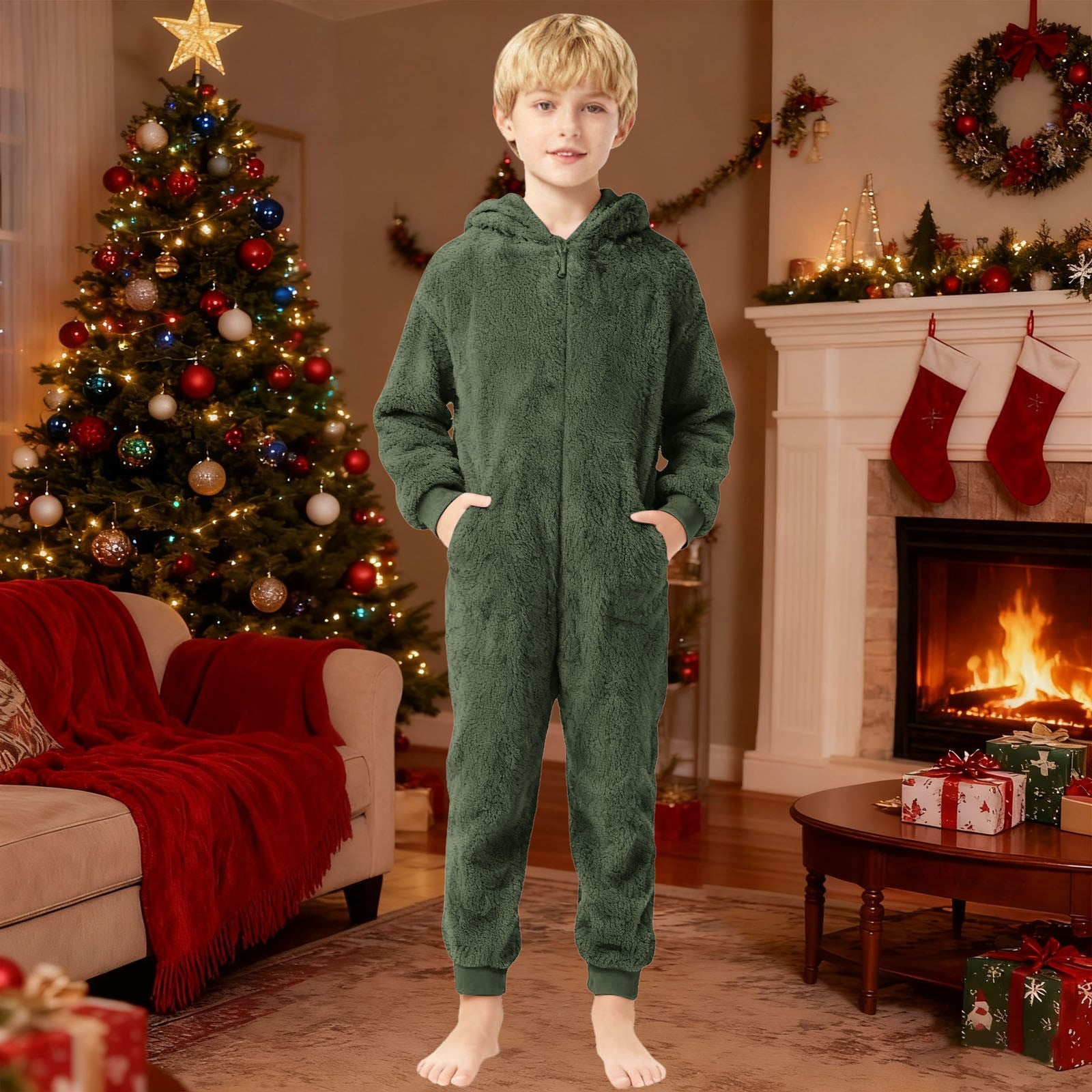 MEZZALL Warm Cozy Fuzzy Romper Jumpsuit Toddler Boys Girls Soft Onesie With Grip Soles For Indoor Outdoor Comfort Easy Dressing Lovely Long Sleeve O-Neck Spring Child One-Pieces