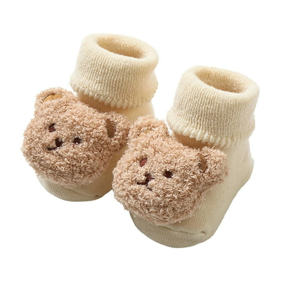 MEZZALL Warm Winter Baby Shoes Cartoon Bear Shape Cute Baby Shoes Baby Soft Sole Shoes Lovely Newborn Footwear, Beige, 0-6 Months