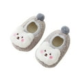 thumbnail image 1 of MEZZALL Winter Children Shoes For Girls Boys Floor Shoes Flat Bottom Non- On Plush Warm Comfortable Cute Cartoon Bear Trendy Footwear, Grey, 12-18 Months, 1 of 8