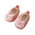thumbnail image 1 of MEZZALL Winter Children Shoes For Girls Boys Floor Shoes Flat Bottom Non- On Plush Warm Comfortable Cute Cartoon Bear Cute Footwear, Pink, 0-6 Months, 1 of 8