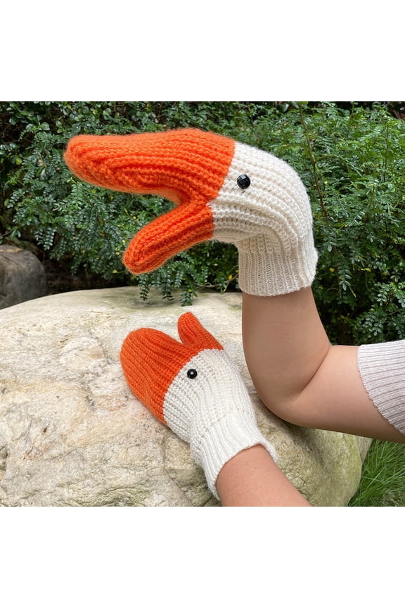 Winter Goose Gloves, Funny Novelty Animal Gloves Thermal Soft Cute Goose Mittens for Girl Friend Women