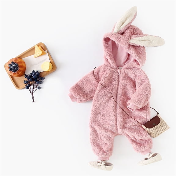 MEZZALL Winter Warm Baby Girls Romper Jumpsuit With Adorable Animal Design Cozy Onesie Toddler Playwear Comfort Long Sleeve O-Neck Spring Child One-Pieces