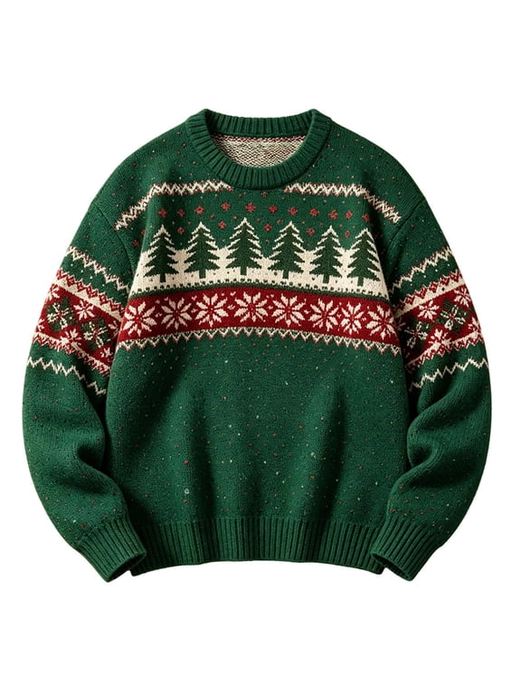 Winter Women Christmas Sweater Reindeer Snowflake Print Knit Pullover Holiday Party Long Sleeve Tops