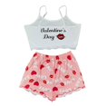 thumbnail image 1 of MEZZALL Women 2 Piece Pajama Sets Graphic Print Cami Crop Tops and Shorts Sleepwear with Scalloped Nightwear, 1 of 3
