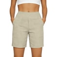 thumbnail image 1 of MEZZALL Women Breathable Casual Shorts With Pockets Summer Comfort Three Quarter Length Holiday Solid Color Daily Bottoms, 1 of 6