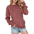 thumbnail image 1 of MEZZALL Women Casual Solid Color Pullover Sweater Long Sleeve Crewneck Pocket O-Neck Sweatshirt Athletic Sportswear Tops Winter Cozy Fall Clothing, 1 of 4