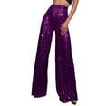 thumbnail image 1 of MEZZALL Women Fashion Casual Sequined Pants Sparkling Sequins High Waisted Wide Leg Flared Pants Flared Pants Nightclub Wear Birthday Solid Color Daliy Slacks Trousers, 1 of 6