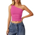 thumbnail image 1 of MEZZALL Women Fashion Casual Sleeveless One Shoulder Solid Color Form Fitting See Through Off The Shoulder Tank Tops Summer Boho Ladies Camisole, 1 of 5