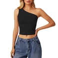 thumbnail image 1 of MEZZALL Women Fashion Casual Sleeveless One Shoulder Solid Color Form Fitting See Through Off The Shoulder Tank Tops Summer Vacation Female Camisole, 1 of 5