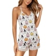 thumbnail image 1 of MEZZALL Women Halloween Cami Pajama Set V Neck Spaghetti Strap Tops Lace Shorts Loungewear Sleep Set Cute Pumpkin Witch Hat Print Sleepwear for Ladies Home Lounging Holiday 2 Piece Pjs, 1 of 9