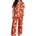 thumbnail image 1 of MEZZALL Women Halloween Cartoon Print Pajama Set Lapel Collar Button Closure Short Sleeve Top With Long Pants Loungewear Sleep Set For Holiday Versatile 2 Piece Pjs, 1 of 5