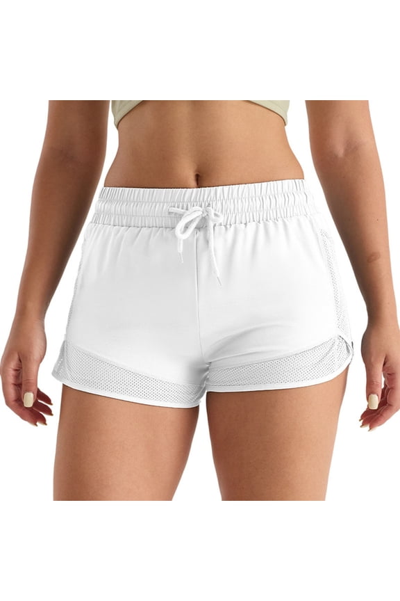 Women Lightweight Mesh Pocket Yoga Running Shorts For High Waist Athletic Workout Shorts With Side Stripes Comfort Stretch Fabric Vacation Summer Daily Casual Bottoms