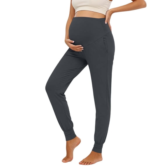 MEZZALL Women Maternity Pregnant Yoga Pants Solid Color High Waisted Seamless Pregnant Base Pants Tight Fitting Sports Pregnant Pants Fashionable Trousers