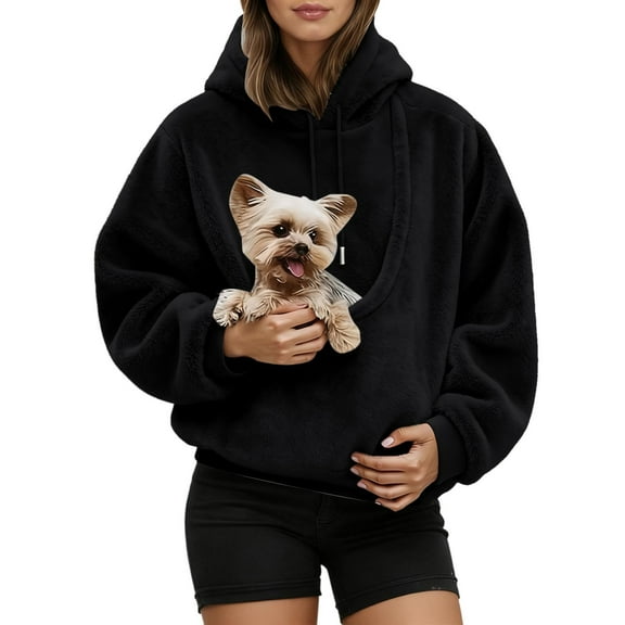 MEZZALL Women Oversized Hoodie With Pocket Front Sling For Small Pets Cats Comfortable Sweatshirt Long Sleeve Casual Outings And Daily Errands Winter Relaxed Fit Fall Tops