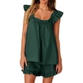 thumbnail image 1 of MEZZALL Women Pajama Sets 2 Piece Sleeveless Sleepwear Ruffle Crop Tops And Casual Shorts Loungewear Comfort Homewear, 1 of 6