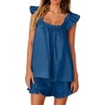 thumbnail image 1 of MEZZALL Women Pajama Sets 2 Piece Sleeveless Sleepwear Ruffle Crop Tops And Casual Shorts Loungewear Soft Homewear, 1 of 6