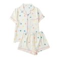 thumbnail image 1 of MEZZALL Women Pajama Sets Heart Printed Short Sleeve Lapel Button Shirts Tops With Shorts Soft Home Wear Sleepwear Leisure Nightwear, 1 of 3