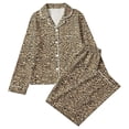 thumbnail image 1 of MEZZALL Women Pajama Sets Leopard Long Sleeve Lapel Button Shirts Blouse Tops With Pants Home Clothing Versatile Sleepwear, 1 of 5